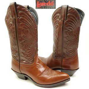 Ladies Laredo Brown Leather Western Cowboy Boots 085WH1 Women's 8 1/2 M